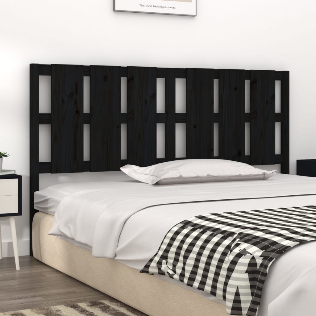 Testiera per Letto Nera 165,5x4x100cm in Legno Massello di Pino