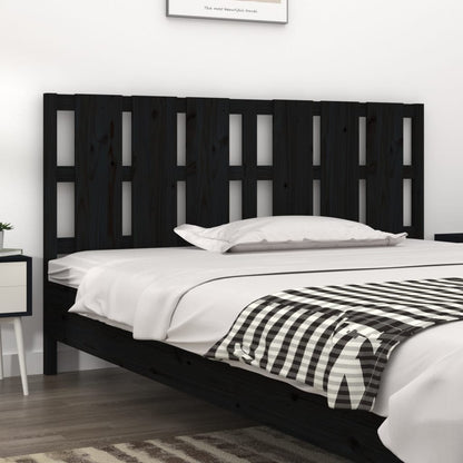 Testiera per Letto Nera 165,5x4x100cm in Legno Massello di Pino