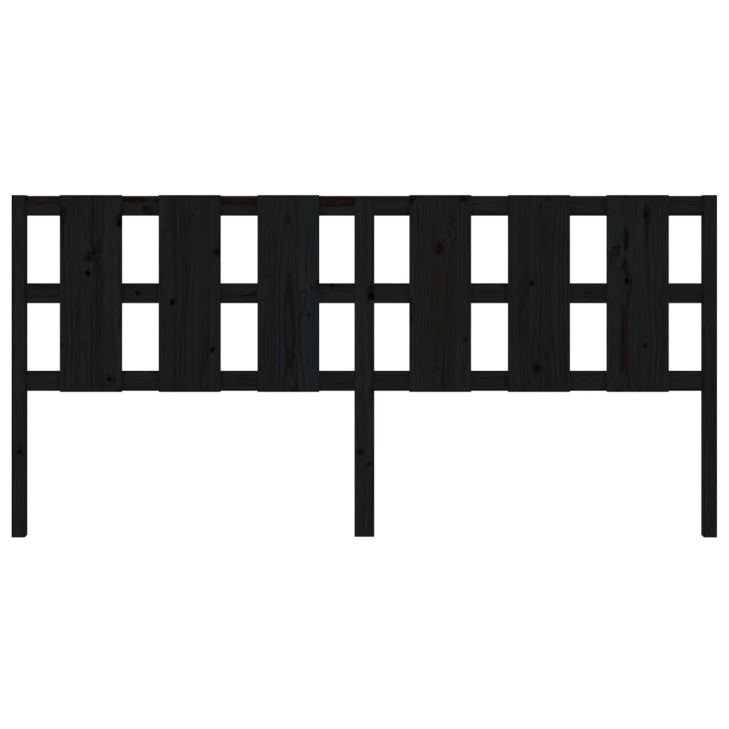 Testiera per Letto Nera 205,5x4x100cm in Legno Massello di Pino