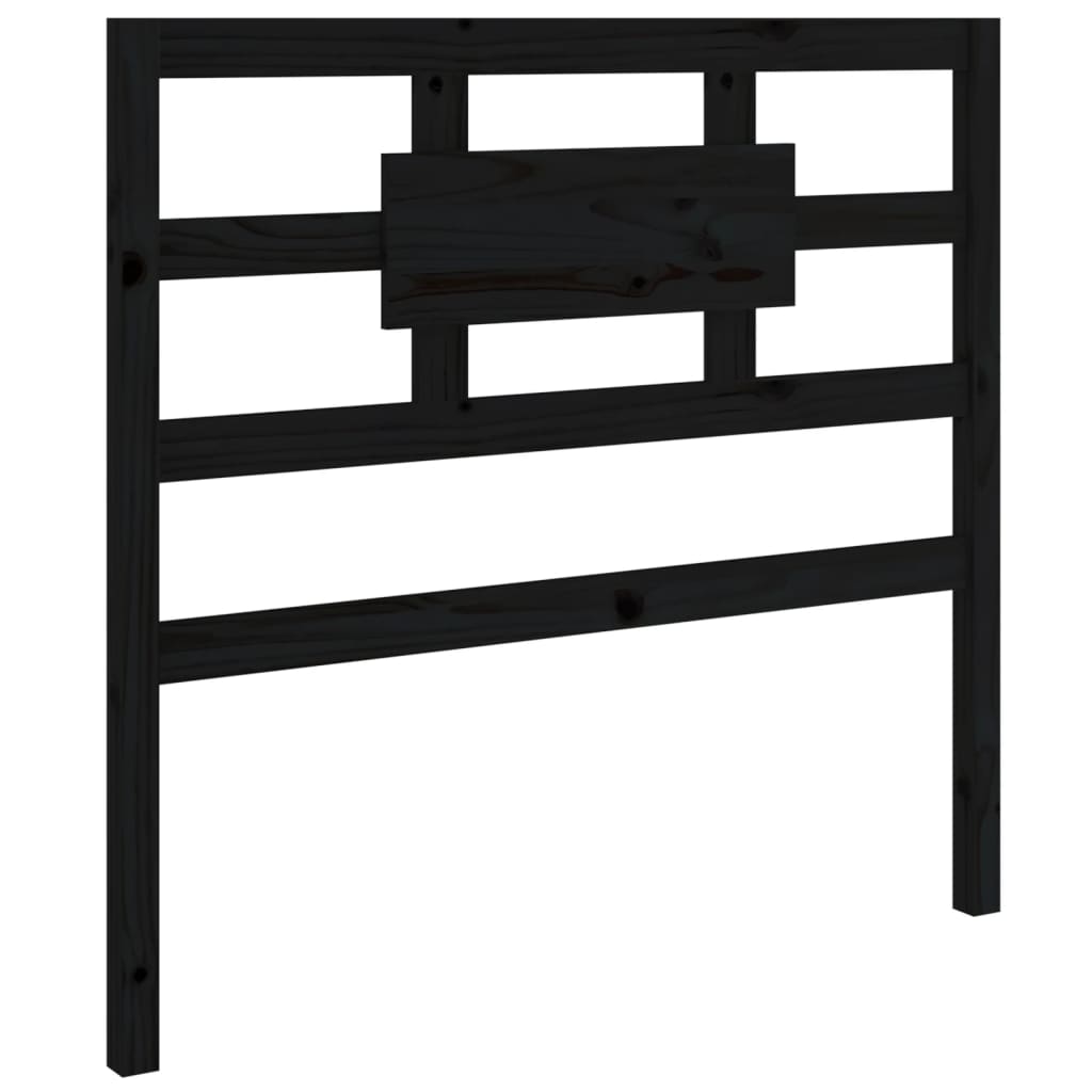 Testiera per Letto Nera 95,5x4x100 cm in Legno Massello di Pino