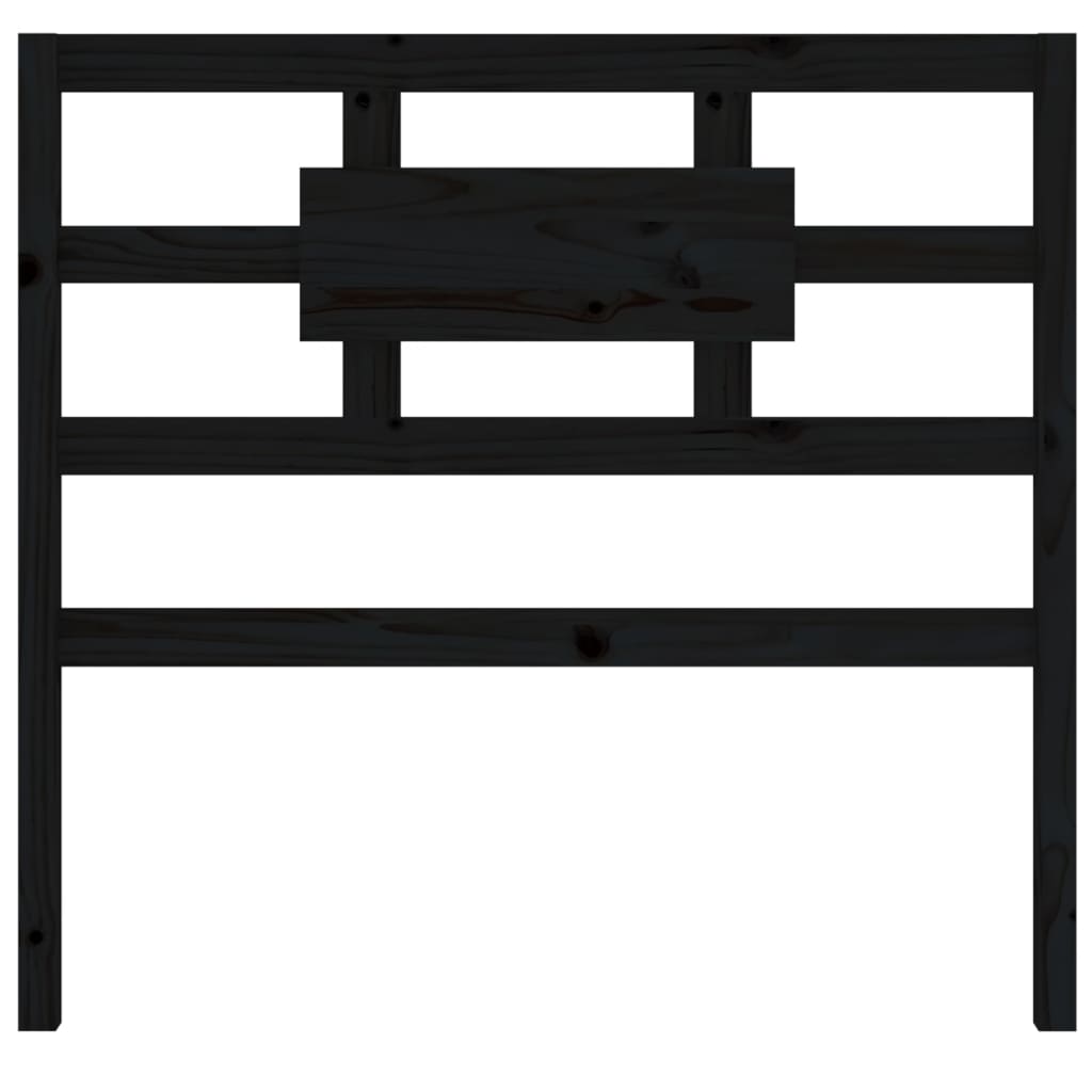 Testiera per Letto Nera 95,5x4x100 cm in Legno Massello di Pino