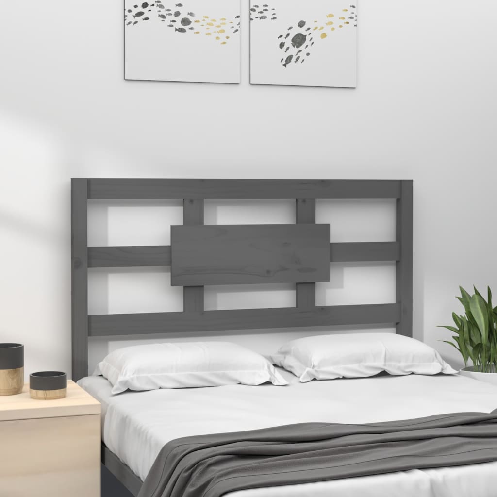 Testiera per Letto Grigia 105,5x4x100 cm Legno Massello di Pino