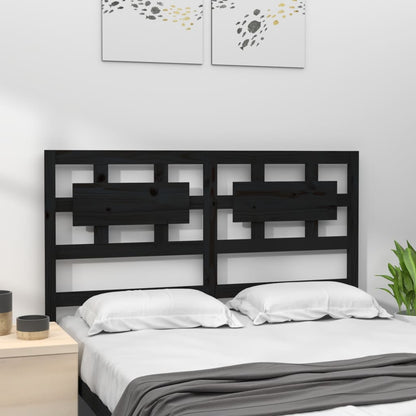 Testiera per Letto Nera 165,5x4x100cm in Legno Massello di Pino