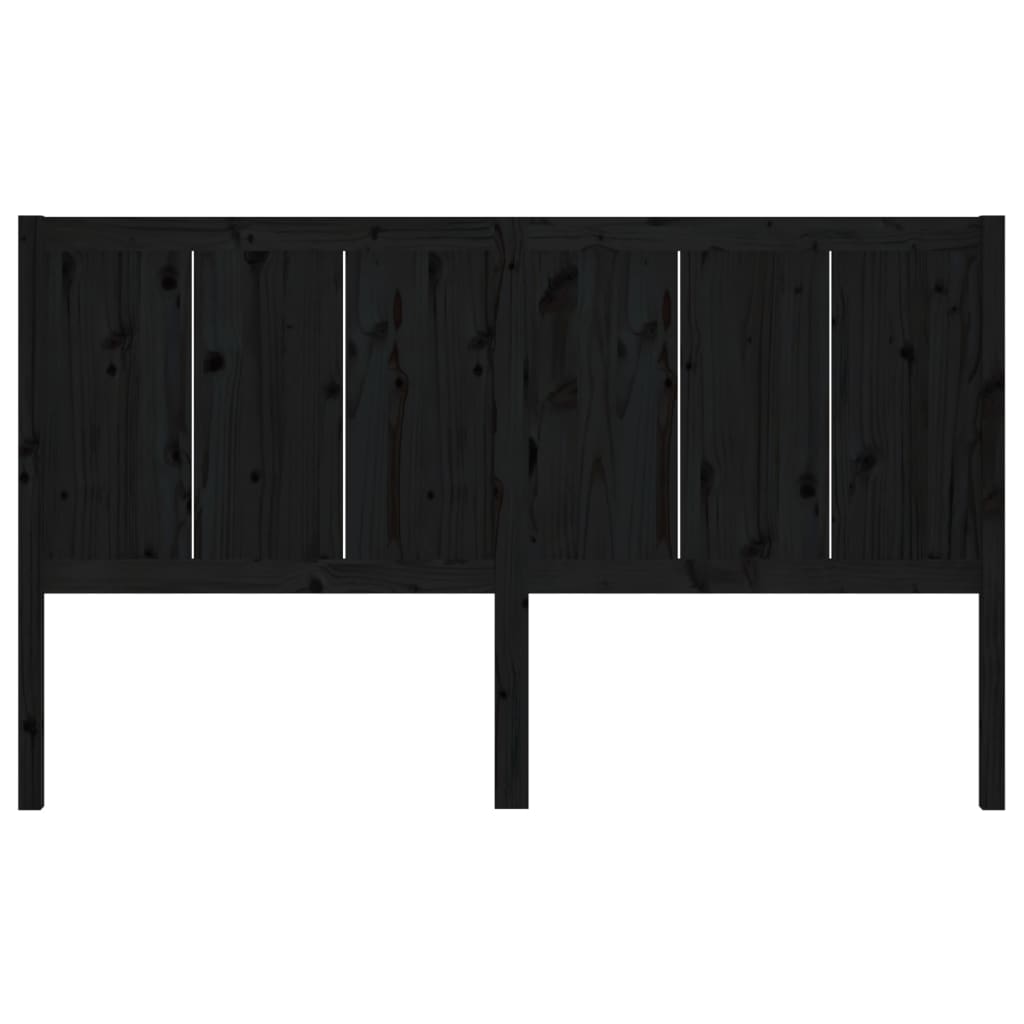 Testiera per Letto Nera 205,5x4x100cm in Legno Massello di Pino