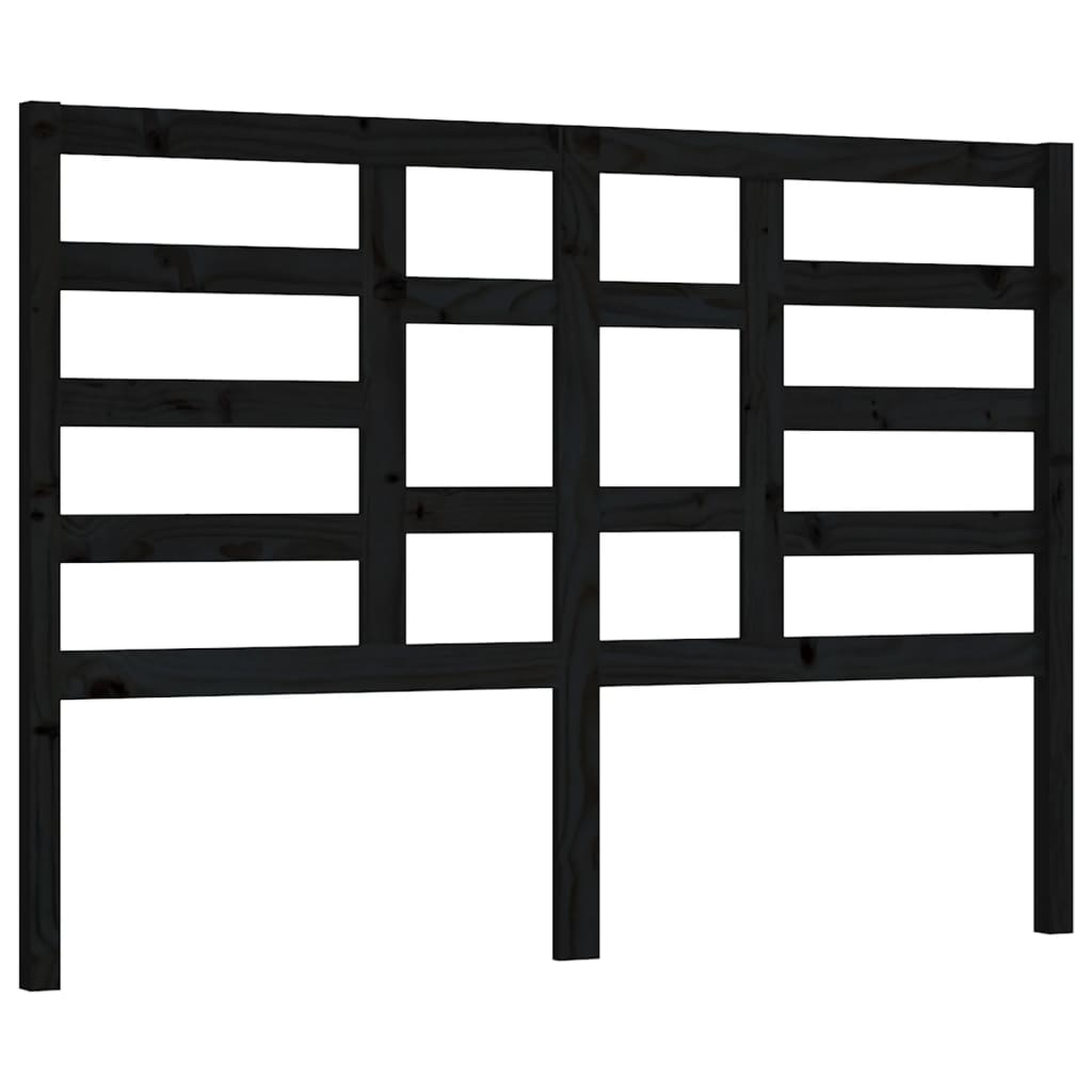 Testiera per Letto Nera 141x4x104 cm in Legno Massello di Pino