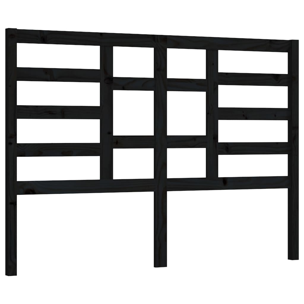 Testiera per Letto Nera 146x4x104 cm in Legno Massello di Pino