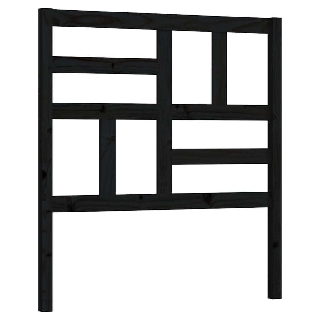 Testiera per Letto Nera 106x4x104 cm in Legno Massello di Pino