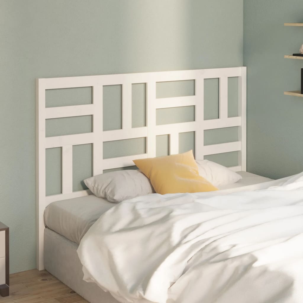 Testiera per Letto Bianca 141x4x104cm in Legno Massello di Pino