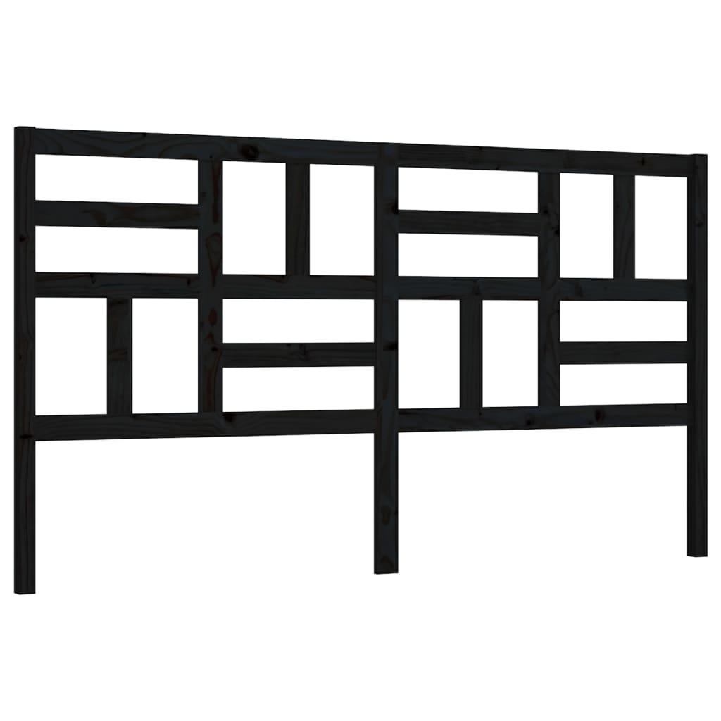 Testiera per Letto Nera 186x4x104 cm in Legno Massello di Pino