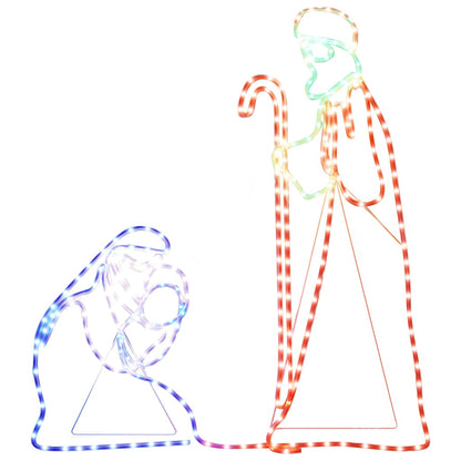 Figura Natalizia di Maria e Giuseppe con 264 LED 40x55&38x100cm