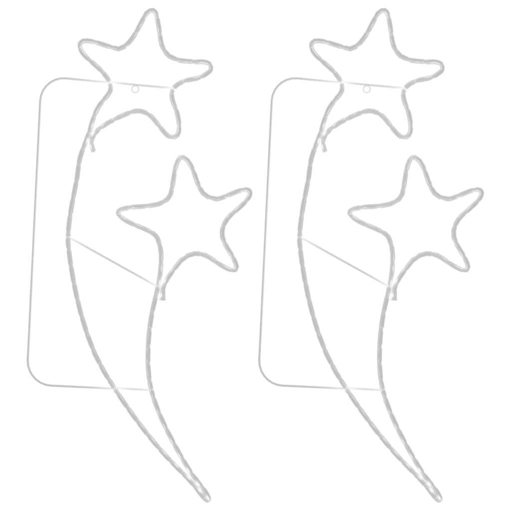 Stringhe Luci a Forma di Stella 2pz Bianco Caldo 125,5x53x4,5cm