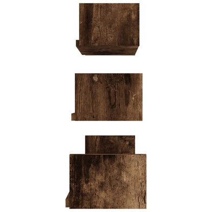 Mensole Espositive da Parete 3 pz Rovere Fumo Legno Multistrato
