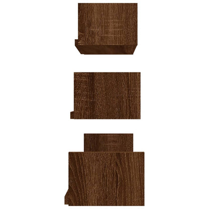 Mensole Espositive Parete 3 pz Rovere Marrone Legno Multistrato