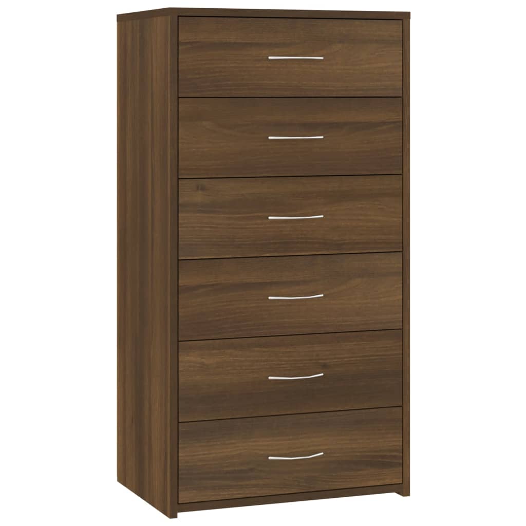 Credenza 6 Cassetti Rovere Marrone 50x34x96cm Legno Multistrato