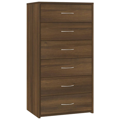 Credenza 6 Cassetti Rovere Marrone 50x34x96cm Legno Multistrato
