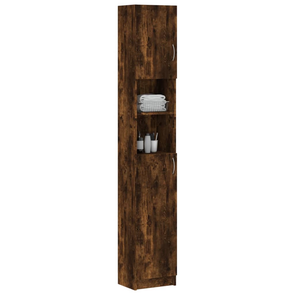 Armadietto Bagno Rovere Fumo 32x25,5x190 cm Legno Multistrato