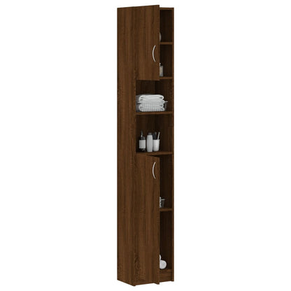 Armadietto Bagno Rovere Marrone 32x25,5x190cm Legno Multistrato
