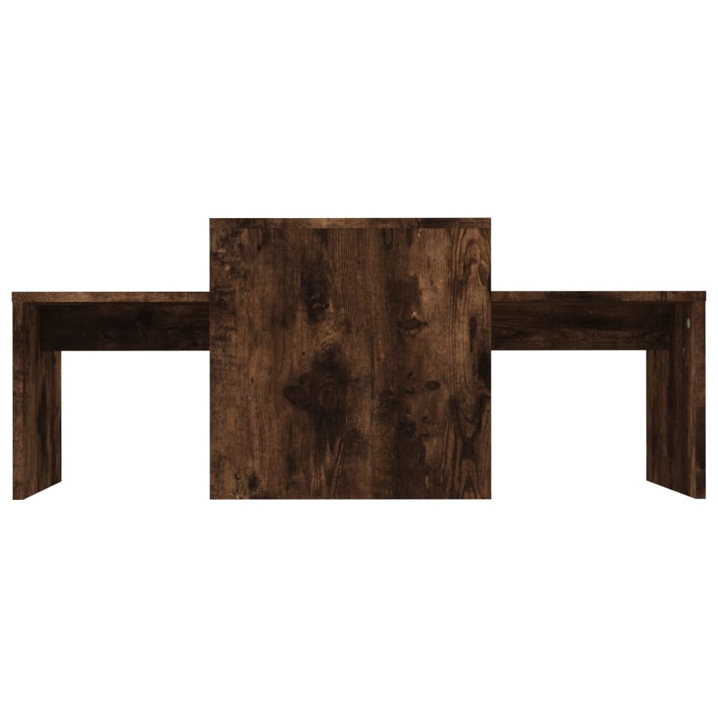 Set Tavolini Salotto Rovere Fumo 100x48x40 cm Legno Multistrato