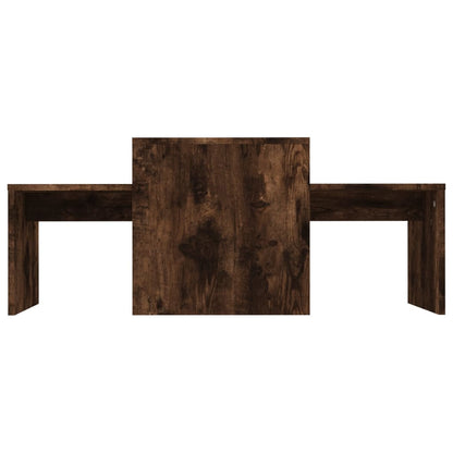 Set Tavolini Salotto Rovere Fumo 100x48x40 cm Legno Multistrato