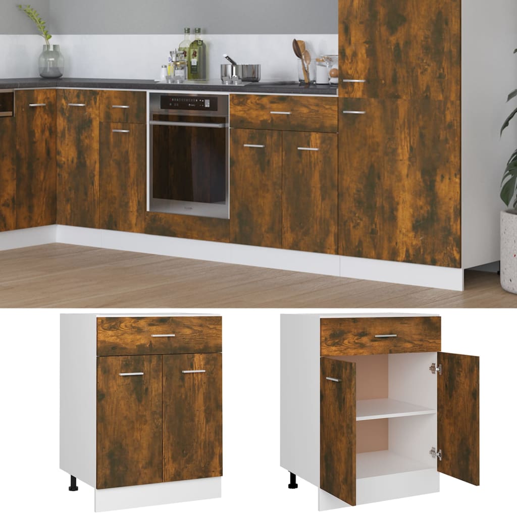 Mobiletto Rovere Fumo 60x46x81,5 cm in Legno Multistrato