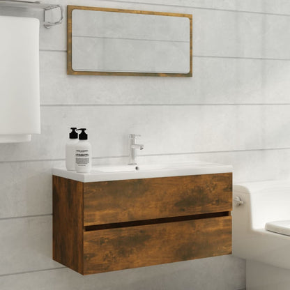Mobile Sottolavabo Rovere Fumo 90x38,5x45 cm Legno Multistrato