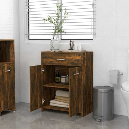 Armadietto Bagno Rovere Fumo 60x33x80 cm Legno tecnico