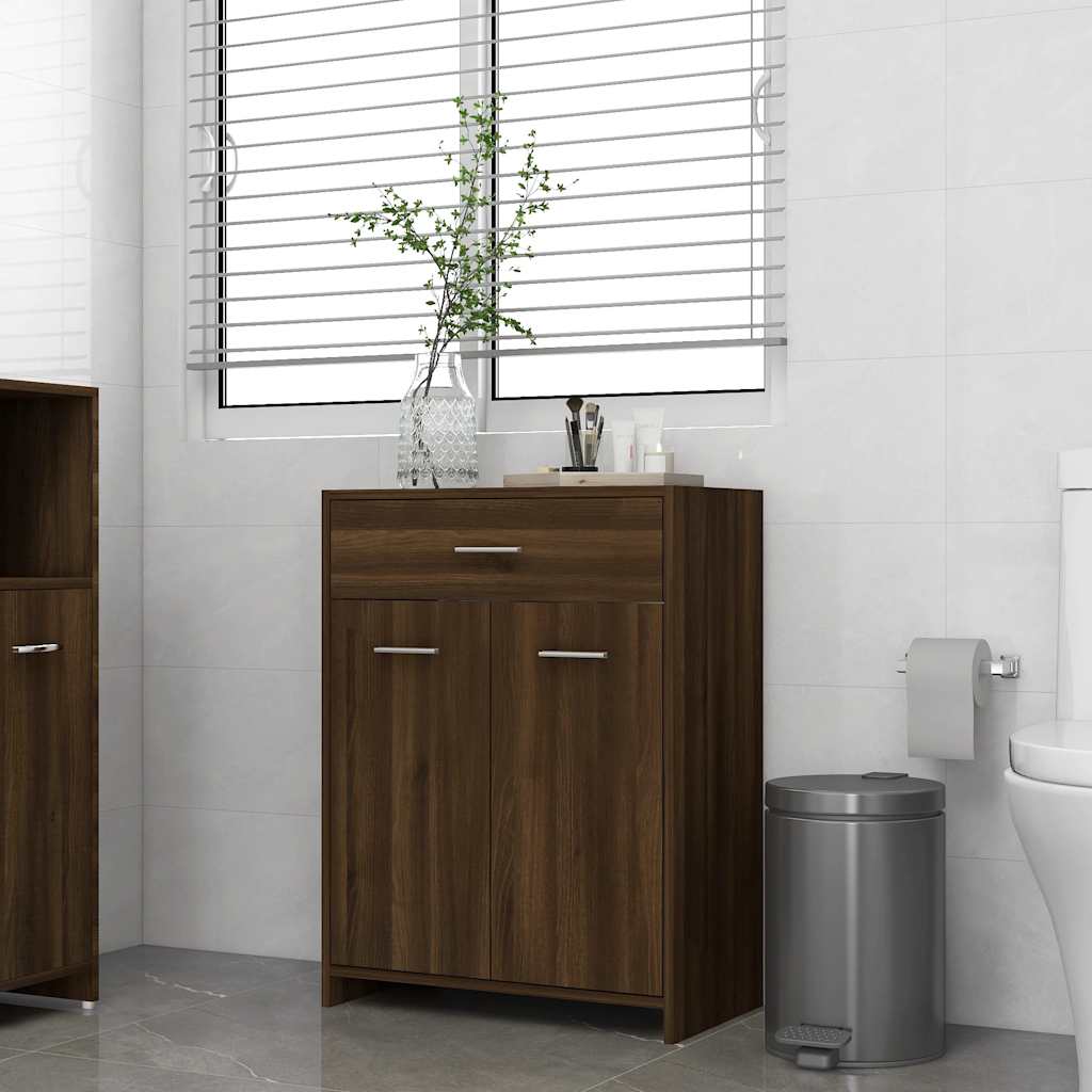Armadietto Bagno Rovere Marrone 60x33x80 cm Legno tecnico