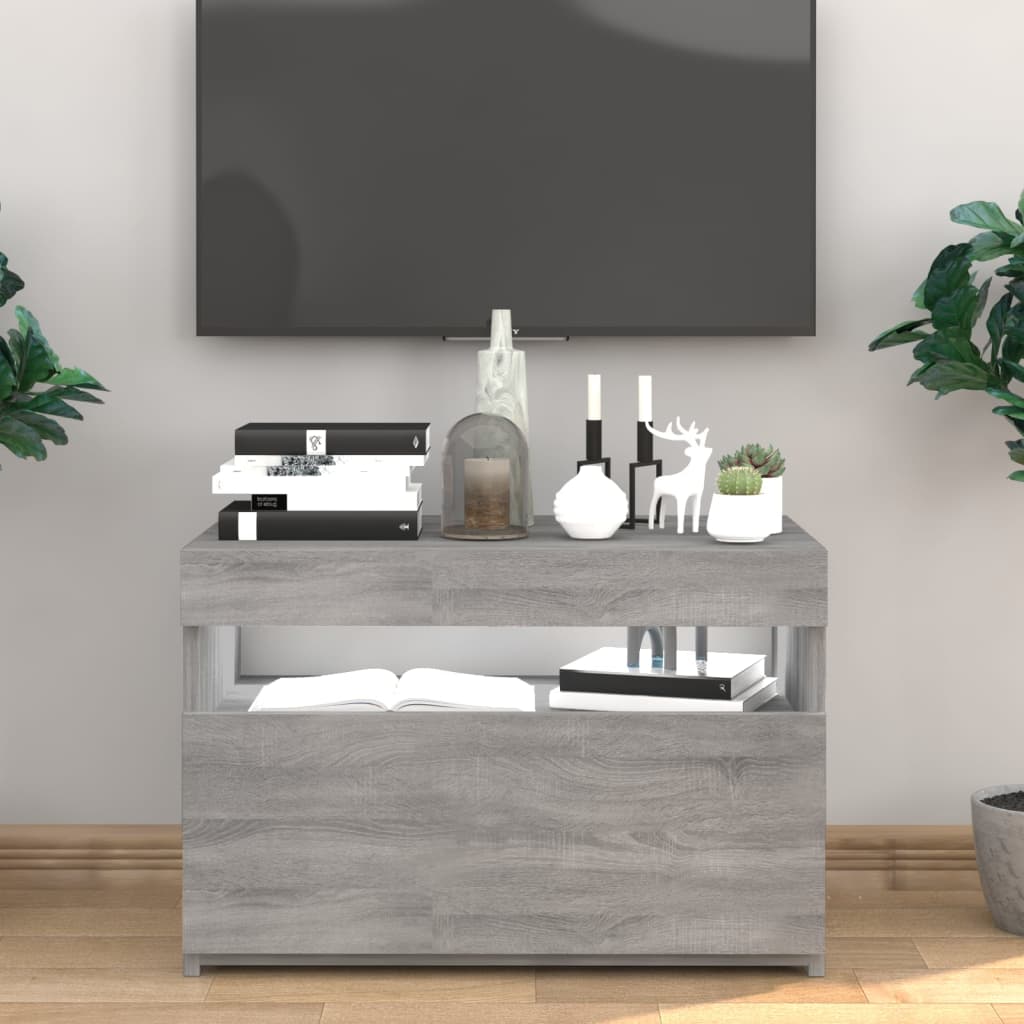 Mobile Porta TV con Luci LED Grigio Sonoma 60x35x40 cm