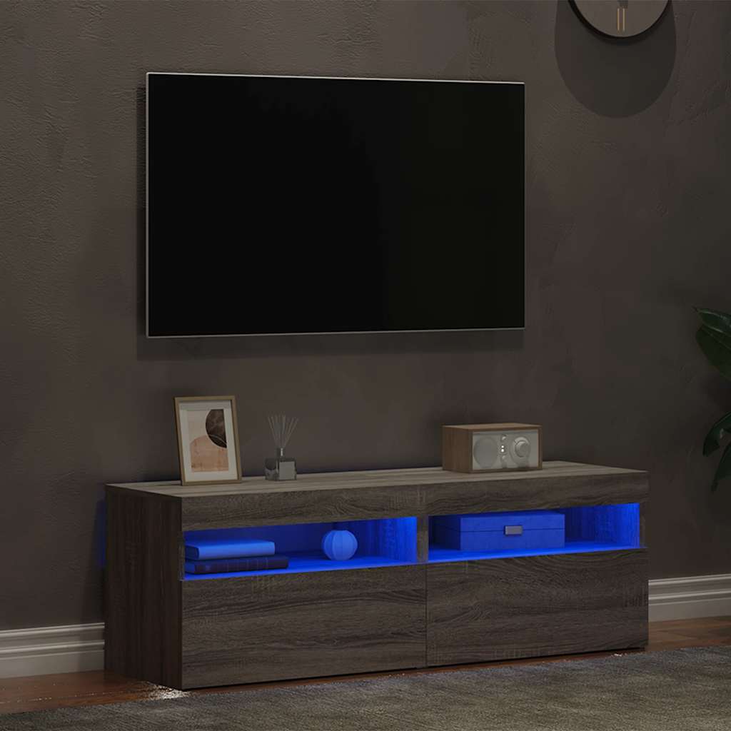 Mobili TV con Luci LED 2 pz Grigio Sonoma 60x35x40 cm