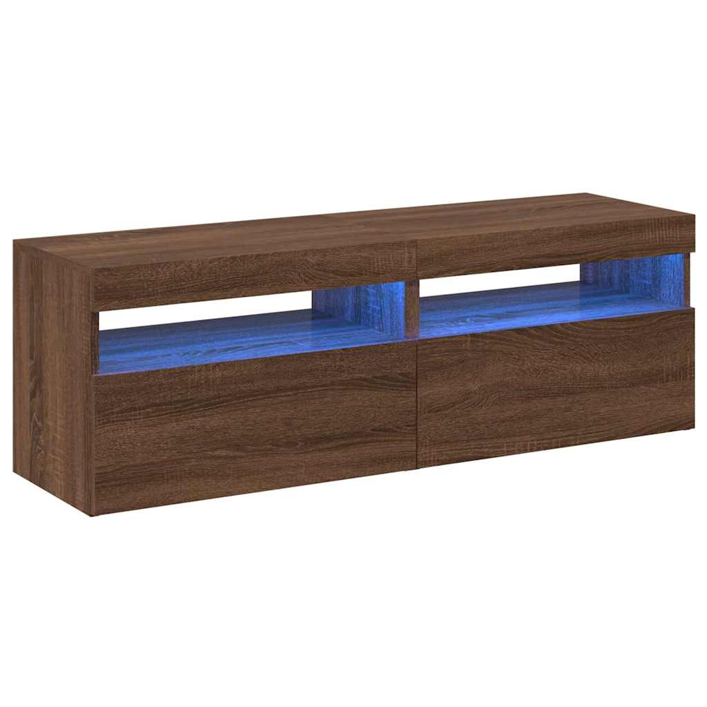 Mobili Porta TV con Luci LED 2 pz Rovere Marrone 60x35x40 cm