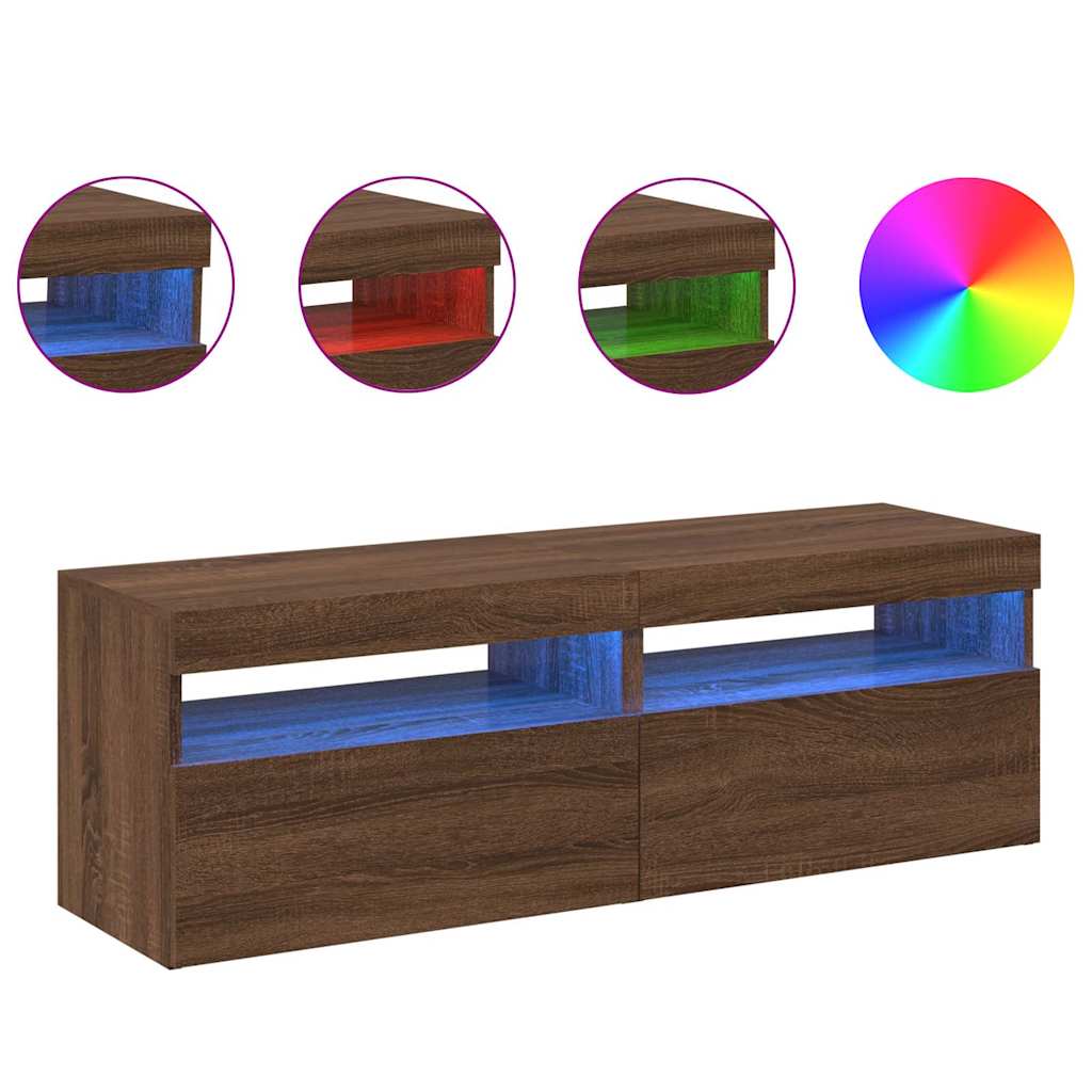 Mobili Porta TV con Luci LED 2 pz Rovere Marrone 60x35x40 cm