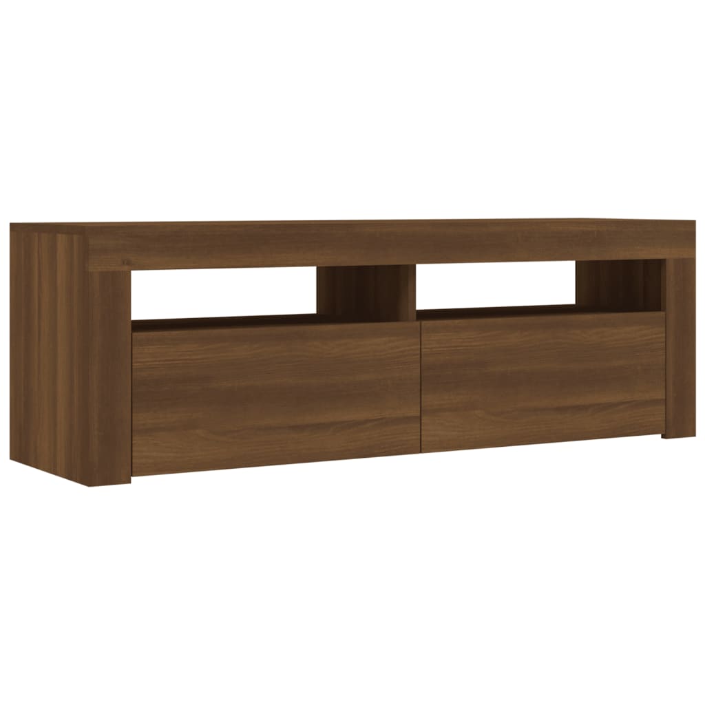 Mobile Porta TV con Luci LED Rovere Marrone 120x35x40 cm