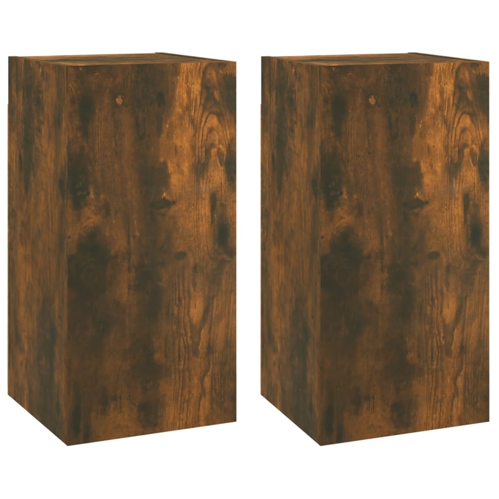 Mobili TV 2 pz Rovere Fumo 30,5x30x60 cm in Legno Multistrato