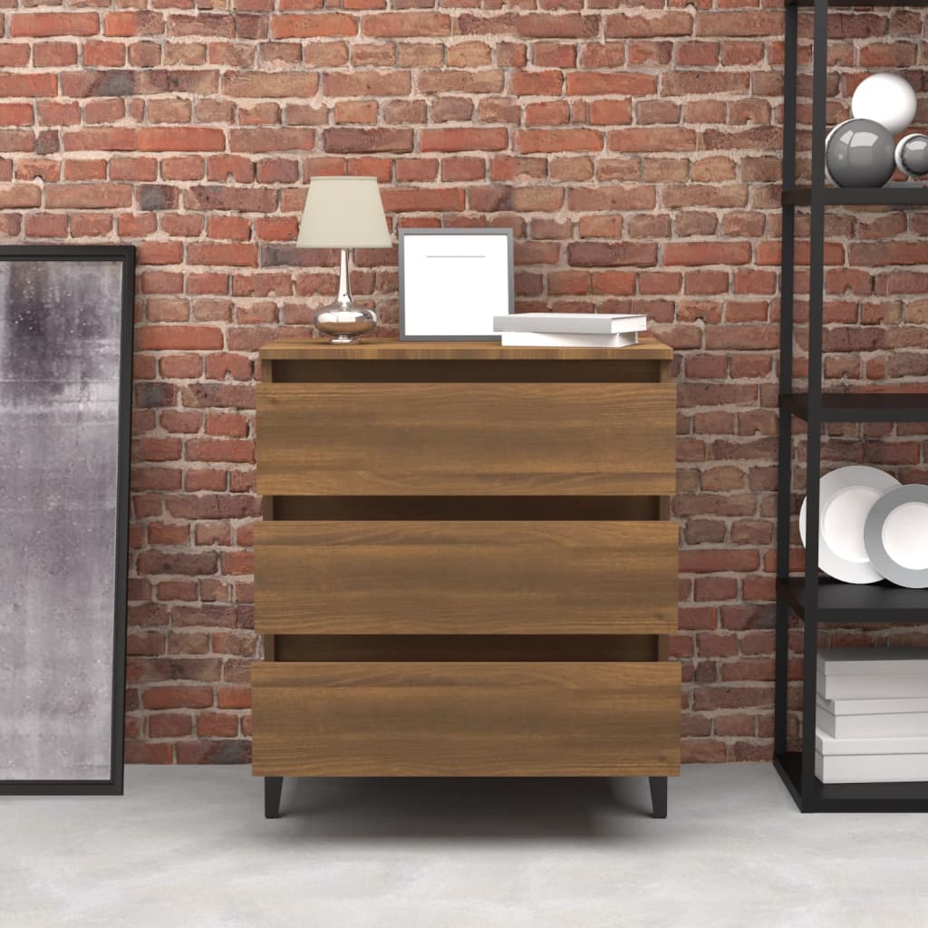 Credenza Rovere Marrone 60x35x69 cm in Legno Multistrato