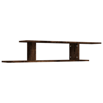 Scaffale TV a Parete Rovere Fumo 125x18x23 cm Legno Multistrato
