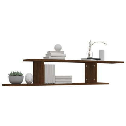 Scaffale TV Parete Rovere Marrone 125x18x23cm Legno Multistrato