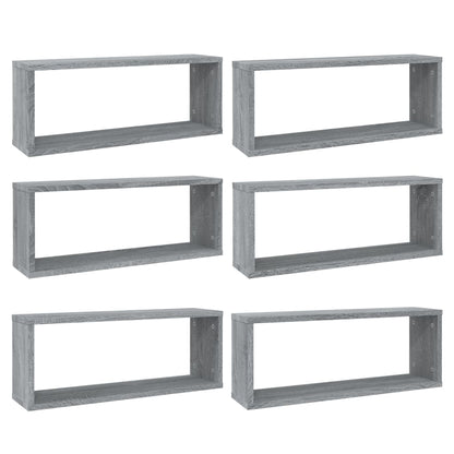 Mensole Cubo Muro 6 pz Grigio Sonoma 60x15x23 cm in Multistrato