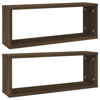 Mensole Cubo Muro 2pz Rovere Marrone 60x15x23 cm in Multistrato