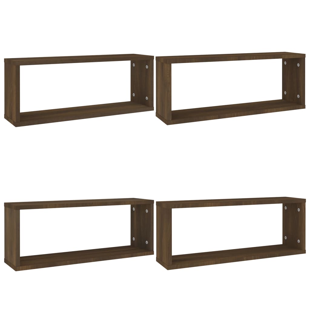 Mensole Cubo Muro 4pz Rovere Marrone 60x15x23 cm in Multistrato