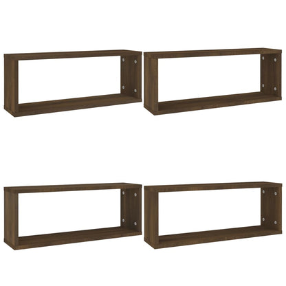 Mensole Cubo Muro 4pz Rovere Marrone 60x15x23 cm in Multistrato