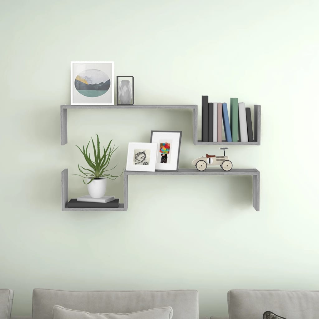 Scaffali da Parete 2 pz Grigio Sonoma 100x15x20 cm Multistrato