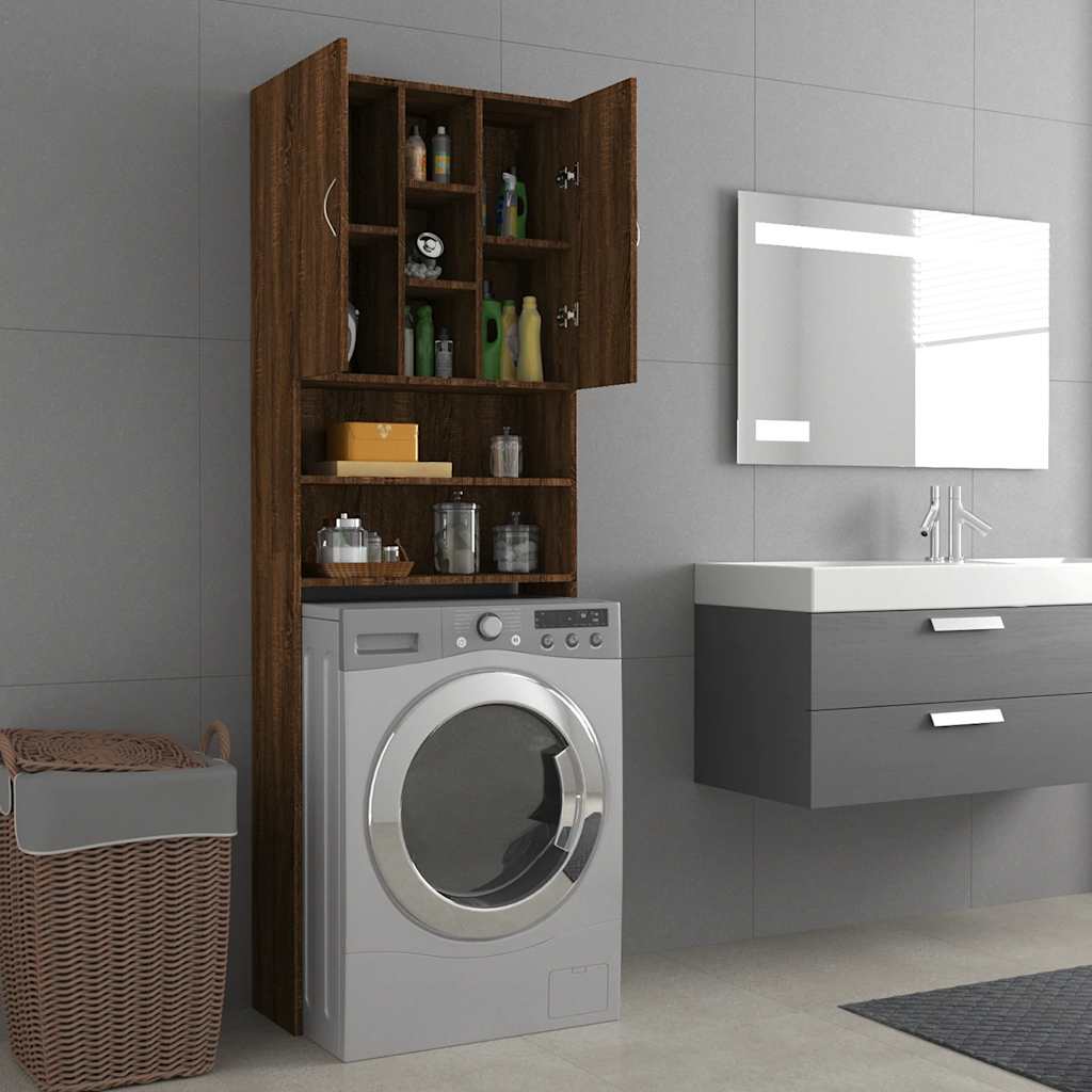 Mobile per Lavatrice Rovere Marrone 64x25,5x190 cm