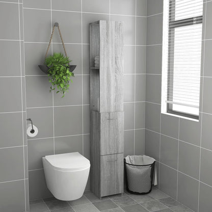 Armadietto Bagno Grigio Sonoma 25x26,5x170 cm Legno Multistrato