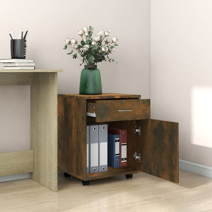 Armadietto con Ruote Rovere Fumo 45x38x54 cm Legno Multistrato