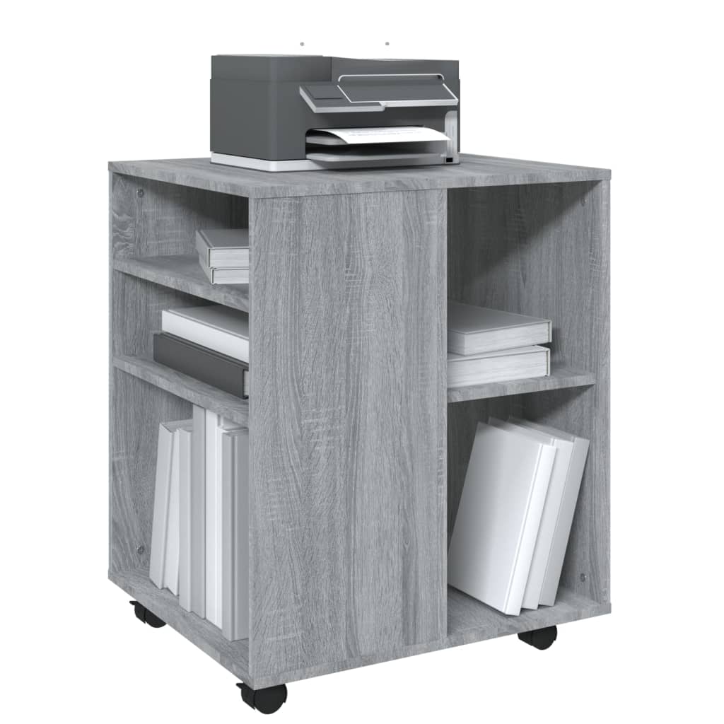Armadietto con Ruote Grigio Sonoma 60x53x72cm Legno Multistrato