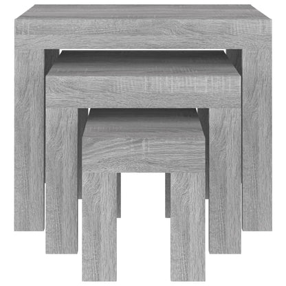 Tavolini Salotto Impilabili 3pz Grigio Sonoma Legno Multistrato