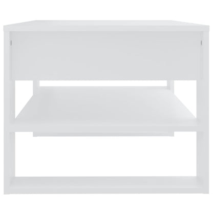 Tavolino da Salotto Bianco 102x55x45 cm in Legno Multistrato