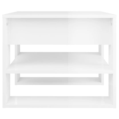 Tavolino Salotto Bianco Lucido 55,5x55x45 cm Legno Multistrato