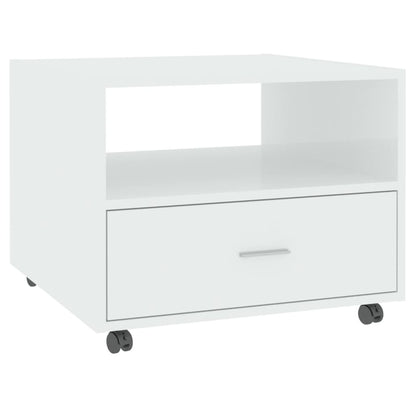 Tavolino Salotto Bianco Lucido 55x55x40 cm in Legno Multistrato