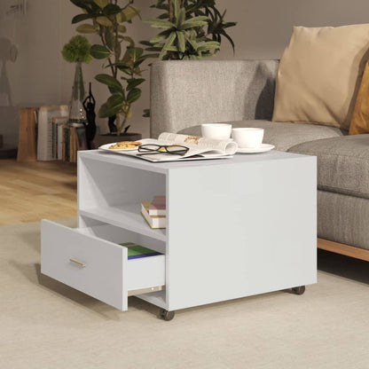 Tavolino Salotto Bianco Lucido 55x55x40 cm in Legno Multistrato